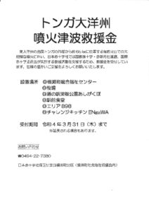 トンガ大洋州噴火津波救援金のサムネイル